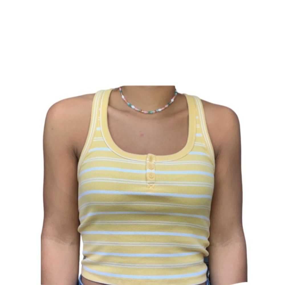Yellow Striped Women’s Forever 21 Crop Top Size Medium
